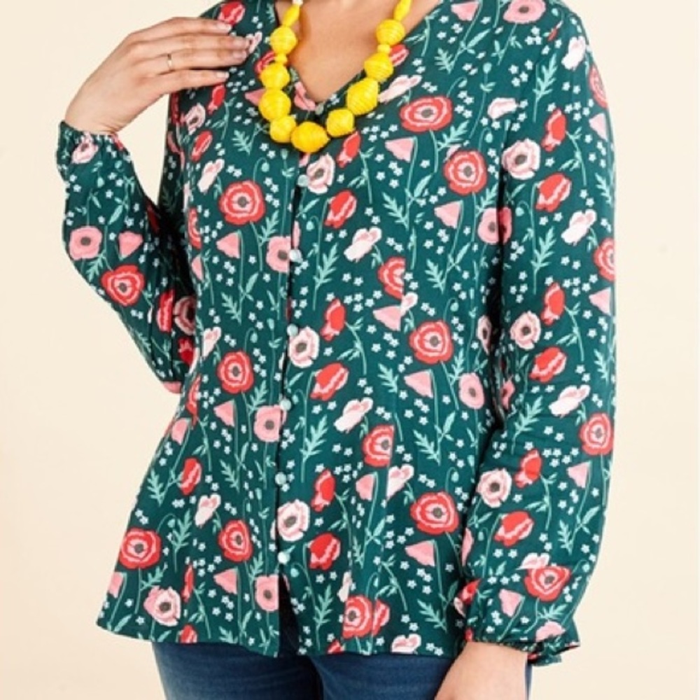 Matilda Jane Sz S Floral Blouse Button Down Top 🌸